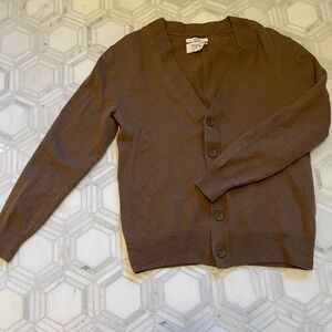 Hudson North Soft Extra Fine Merino Wool Button Front Brown Cardigan